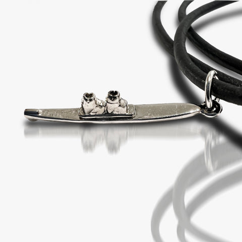Silver Mini Slalom Ski Pendant